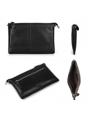 Genuine Leather Wristlet Clutch Small Wallet - (Plain Color)