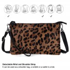Genuine Leather Wristlet Shoulder Bag Women's Handbag - (Leopard Style)