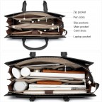 Laptop 15.6" Genuine Leather Tote Bag - (Work Bag Beige)