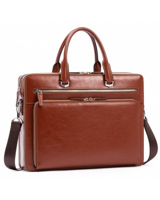 Leather Laptop Bag 15.6 Inch - (Brown)