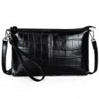 Leather Wristlet Clutch Wallet Small - (Black Square)