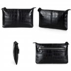 Leather Wristlet Clutch Wallet Small - (Black Square)