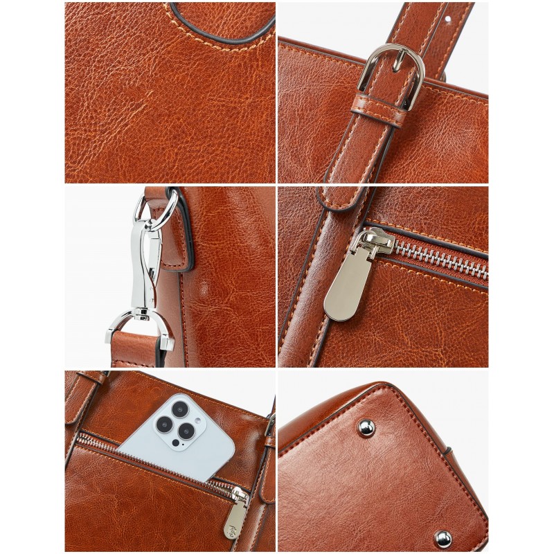 Office Shoulder Tote Vintage Briefcase 15.6 Inch - (Brown Thick)