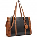 Women's 15.6" Computer Leather Briefcase - (Brown Floral Pattern)