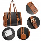Women's 15.6" Computer Leather Briefcase - (Brown Floral Pattern)