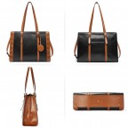 Women's 15.6" Computer Leather Briefcase - (Brown Floral Pattern)