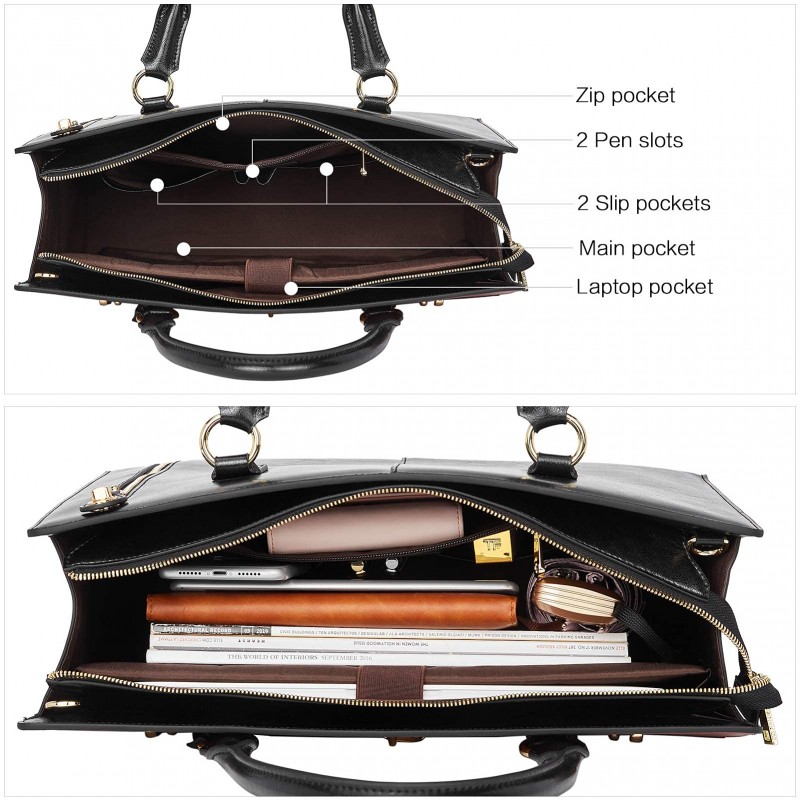 Women's Briefcase 15.6 Inch Lawyer Business Bag - (Vintage Slim)