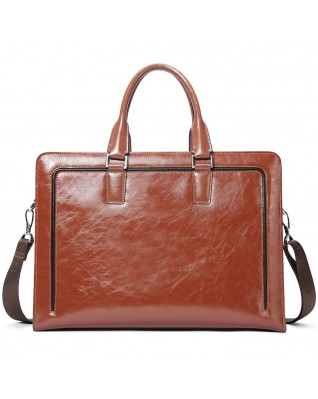 Women's Genuine Leather Business Vintage 15.6 Inch Notebook - (Shoulder Bag Brown)