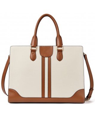 Women's Genuine Leather Laptop Briefcase 15.6 Inch - (Beige)