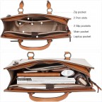 Women's Genuine Leather Laptop Briefcase 15.6 Inch Business Computer Work - (Beige)