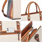 Women's Genuine Leather Laptop Briefcase 15.6 Inch Business Computer Work - (Beige)