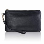 Women's Genuine Leather Wristlet Clutch Wallet - (Black)