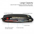 Women's Genuine Leather Wristlet Clutch Wallet - (Black Leaves)