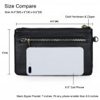 Women's Genuine Leather Wristlet Clutch Wallet - (Black Leaves)