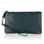 Women's Genuine Leather Wristlet Clutch Wallet - (Dark Green)
