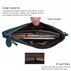 Women's Genuine Leather Wristlet Clutch Wallet - (Dark Green)