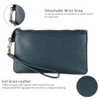 Women's Genuine Leather Wristlet Clutch Wallet - (Dark Green)