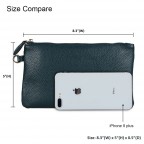 Women's Genuine Leather Wristlet Clutch Wallet - (Dark Green)