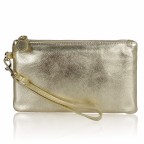 Women's Genuine Leather Wristlet Clutch Wallet - (Gold Zipper)