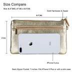 Women's Genuine Leather Wristlet Clutch Wallet - (Gold Zipper)