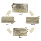 Women's Genuine Leather Wristlet Clutch Wallet - (Gold Zipper)