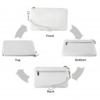 Women's Genuine Leather Wristlet Clutch Wallet - (Pure White)