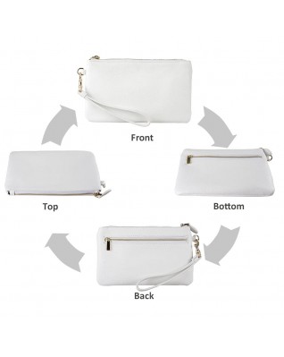 Women's Genuine Leather Wristlet Clutch Wallet - (Pure White)