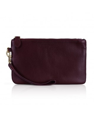 Women's Genuine Leather Wristlet Clutch Wallet - (Red Classic)