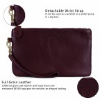 Women's Genuine Leather Wristlet Clutch Wallet - (Red Classic)