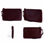 Women's Genuine Leather Wristlet Clutch Wallet - (Red Classic)