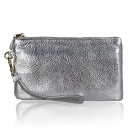 Women's Genuine Leather Wristlet Clutch Wallet, - (Silver Style)