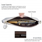 Women's Genuine Leather Wristlet Clutch Wallet, - (Silver Style)