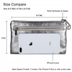Women's Genuine Leather Wristlet Clutch Wallet, - (Silver Style)