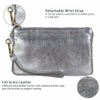 Women's Genuine Leather Wristlet Clutch Wallet, - (Silver Style)