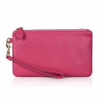 Women's Genuine Leather Wristlet Clutch Wallet - (Pink)