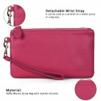 Women's Genuine Leather Wristlet Clutch Wallet - (Pink)