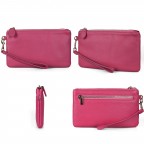 Women's Genuine Leather Wristlet Clutch Wallet - (Pink)