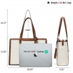 Women's Laptop Handbag 15.6 Inch Leather Briefcase - (Beige)