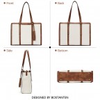 Women's Laptop Handbag 15.6 Inch Leather Briefcase - (Beige)