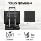 Work Tote Leather Briefcase Travel Bag 16 Inch - (Black Lightweight)